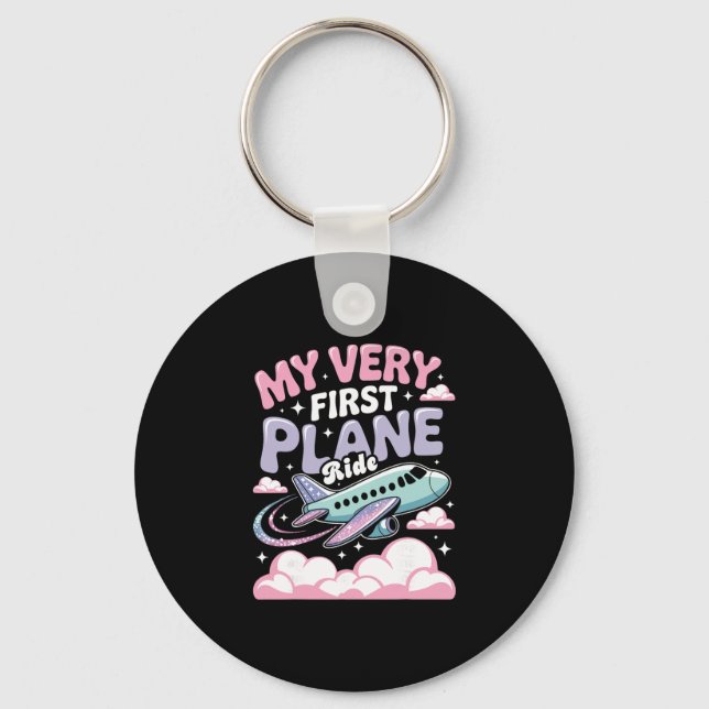 Girl First Plane Ride Children First Time Flyer  Keychain (Front)