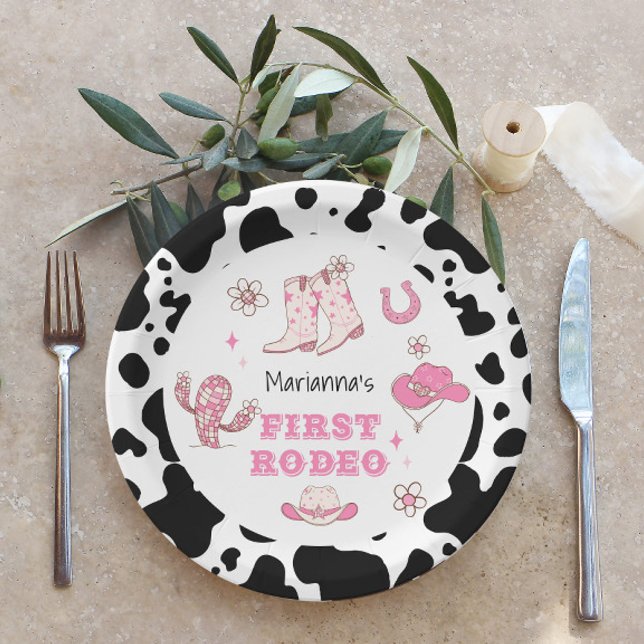 Girl First Rodeo Cowgirl birthday party Paper Plates (Creator Uploaded)