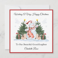 Girl First Second Third Christmas Snowman Card