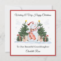 Girl First Second Third Christmas Snowman Card