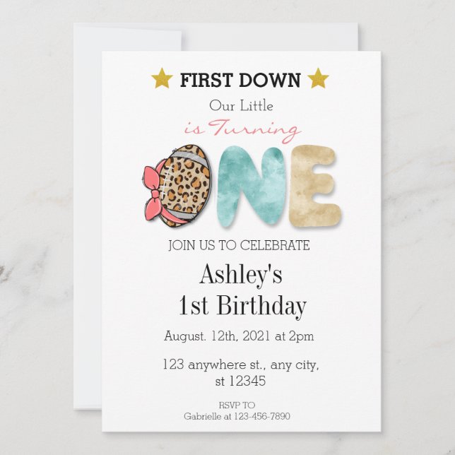 Girl First Year Down Invitation (Front)