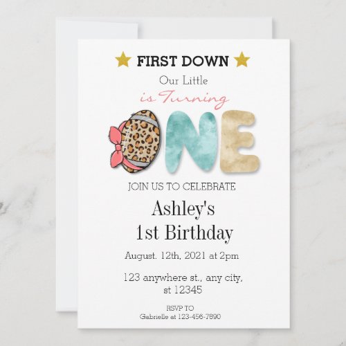 Girl First Year Down Invitation