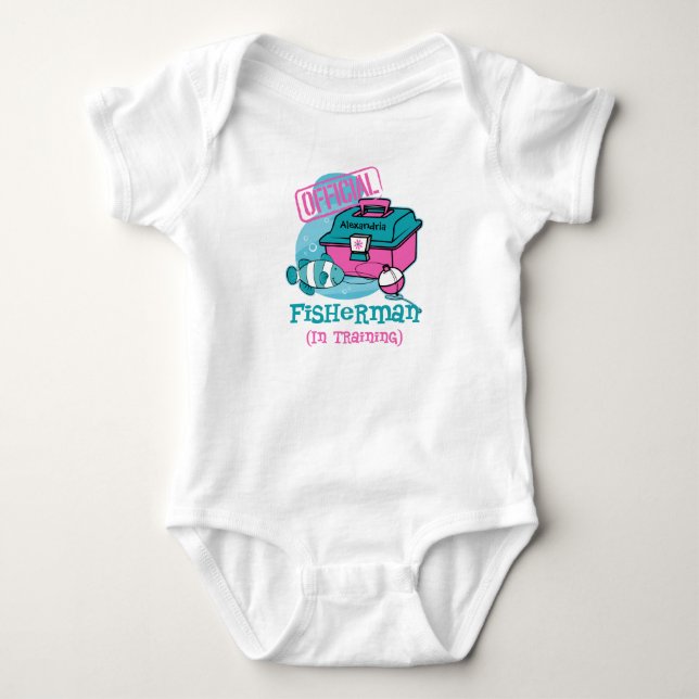 Girl Fisherman In Training Baby Bodysuit (Front)