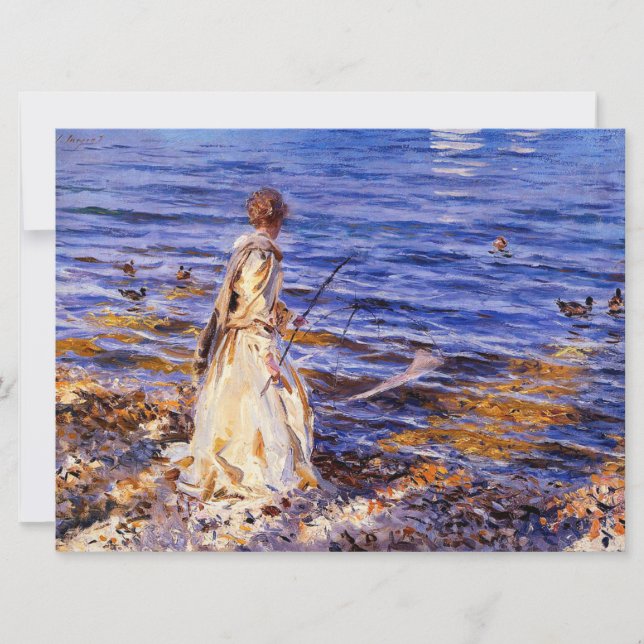 Girl Fishing (by John Singer Sargent) Card (Front)