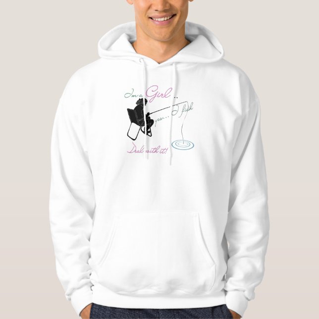 Girl Fishing Deal with it Fishing Gear Hoodie (Front)