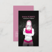 Girl Fitness Personal Trainer Grunge Dark Business Card (Front/Back)