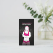 Girl Fitness Personal Trainer Grunge Dark Business Card (Standing Front)