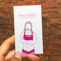 Girl Fitness Pink Personal Trainer Business Card