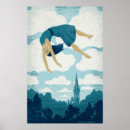 Girl Floating In Air Poster