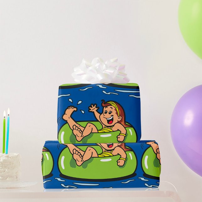Girl Floating In An Inner Tube Wrapping Paper (Creator Uploaded)