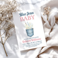 Girl Floral Denim Pocket Blue Jean Baby Shower