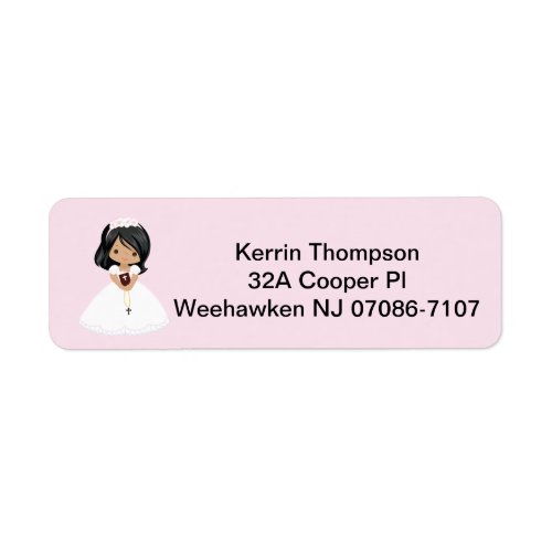 Girl Floral First Communion Return Address Labels