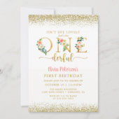 Girl Floral Isn't She Onederful 1st Birthday Invitation (Front)