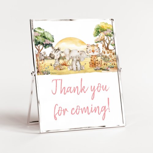 Girl Floral Jungle Safari Thank you for Coming Poster