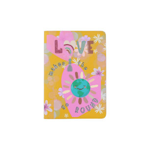 Girl Flower Power Cute Kids Travel Passport Holder