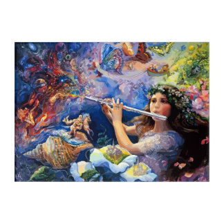Girl flute whistling  acrylic print