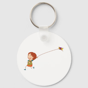 Girl Flying A Kite Keychain