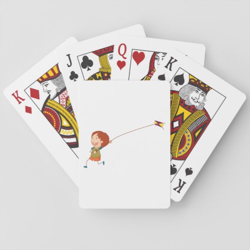 Girl Flying A Kite Playing Cards