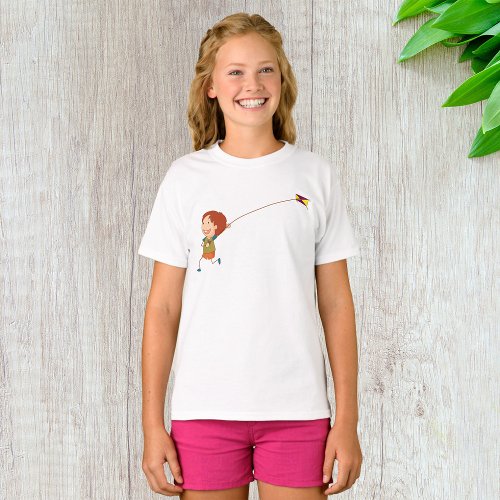 Girl Flying A Kite T_Shirt