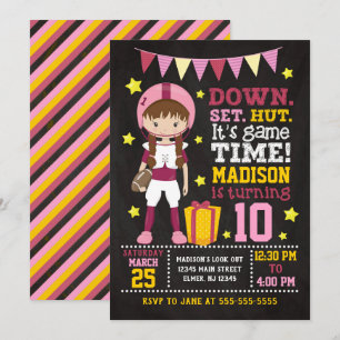 Girl Football Birthday Invitation