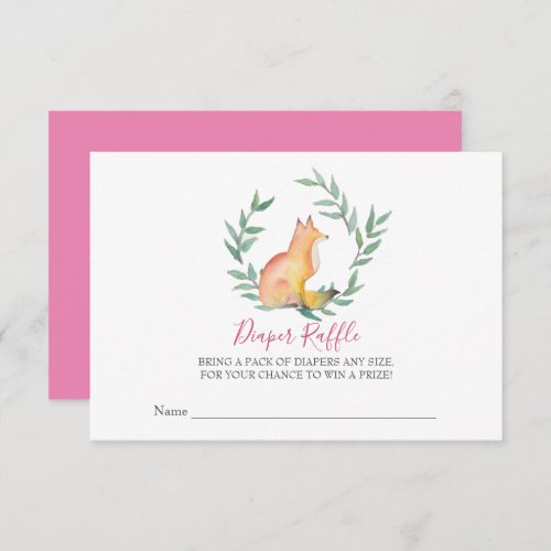 Girl Fox Baby Shower Diaper Raffle Invitation