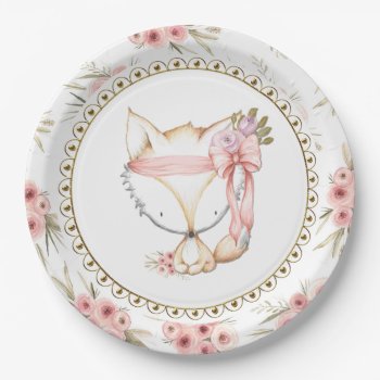 Girl Fox Baby Shower Paper Plates by The_Baby_Boutique at Zazzle