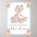 Girl Fox Baby Shower Welcome Sign at Zazzle