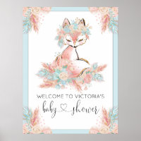 Girl Fox Baby Shower Welcome Sign