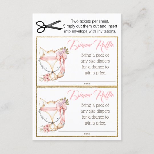 Girl Fox Diaper Raffle Tickets | Zazzle.com