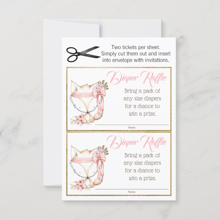 Girl Fox Diaper Raffle Tickets | Zazzle.com