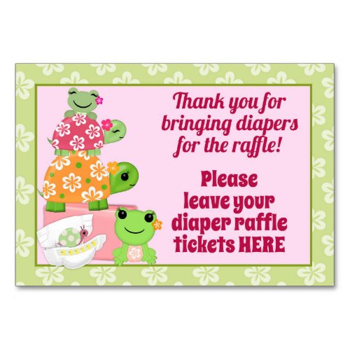 Girl Frog Baby Shower Diaper Raffle Sign Table Number