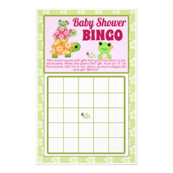 Girl Frog Baby Shower Game Bingo Sheet by MonkeyHutDesigns at Zazzle