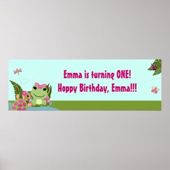 Girl Frog Birthday Party Banner Hfg Poster by MonkeyHutDesigns at Zazzle