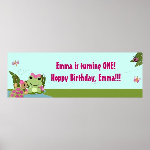 Girl FROG Birthday Party Banner HFG Poster