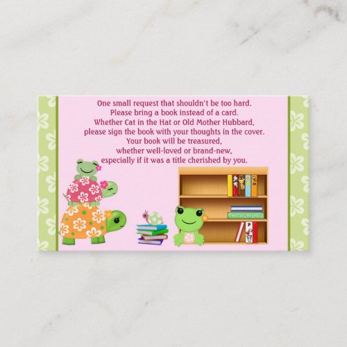 Girl Frog Book Requests Instead of a Card insert