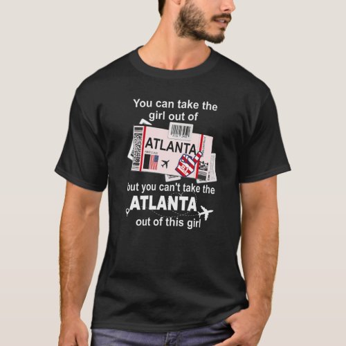 Girl from Atlanta Boarding Pass  Flight Ticket Atl T_Shirt