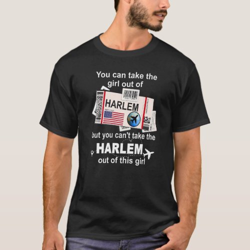 Girl from Harlem Boarding Pass  Flight Ticket Harl T_Shirt
