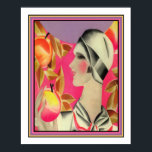 "Girl & Fruit Tree" Art Deco Print<br><div class="desc">Art deco design poster in unique vivid colors  entitled "Girl & Fruit Tree".</div>