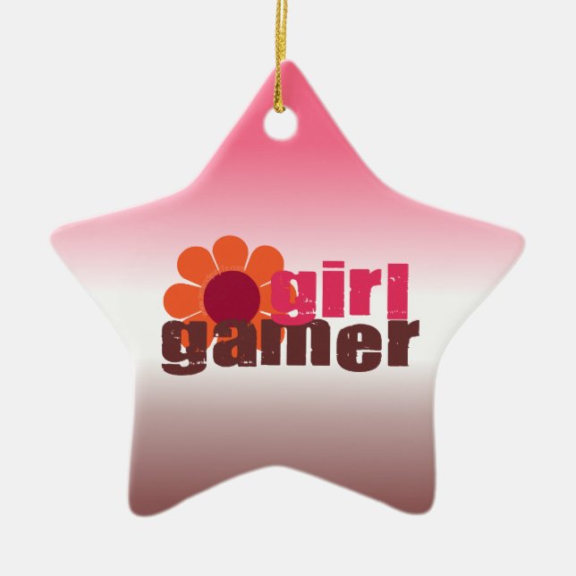 Girl Gamer Ceramic Ornament (Front)