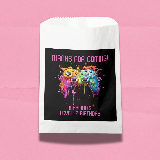 Girl Gamer Pink Video Game Party Favors Favor Bag (Creator Uploaded)