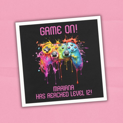 Girl Gamer Pink Video Game Party Napkins