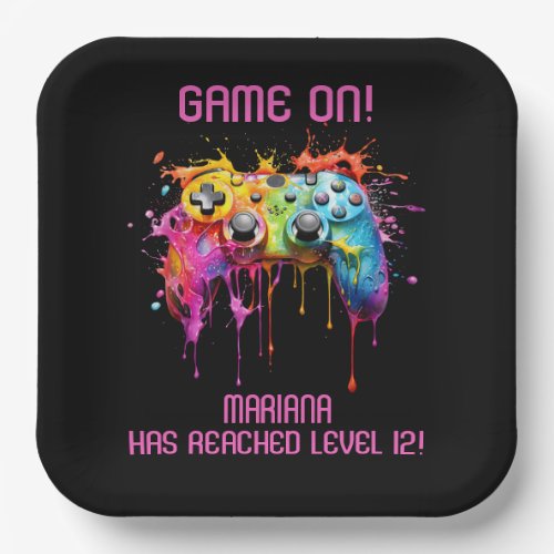 Girl Gamer Pink Video Game Party Paper Plates