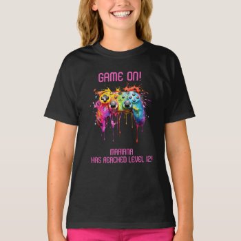 Girl Gamer Pink Video Game Party T-shirt by WittyPrintables at Zazzle