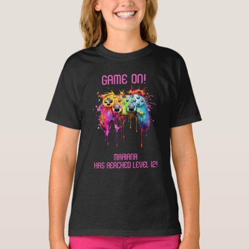 Girl Gamer Pink Video Game Party T_Shirt