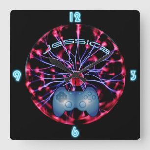 GIRL GAMER Plasma Ball Custom NEON Clock