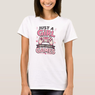 Girl Gamer Quote Pink Controller Art T-Shirt