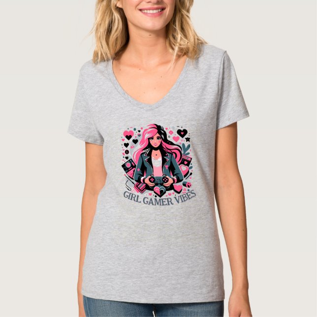 Girl Gamer Shirt Elegant Gaming Fashion Tee (Front)