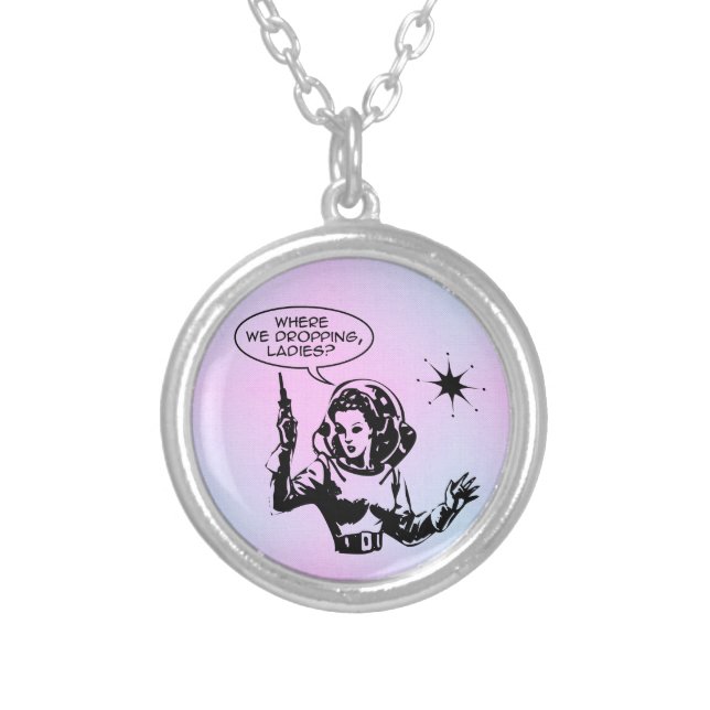 Girl Gamer  Silver Plated Necklace (Front)
