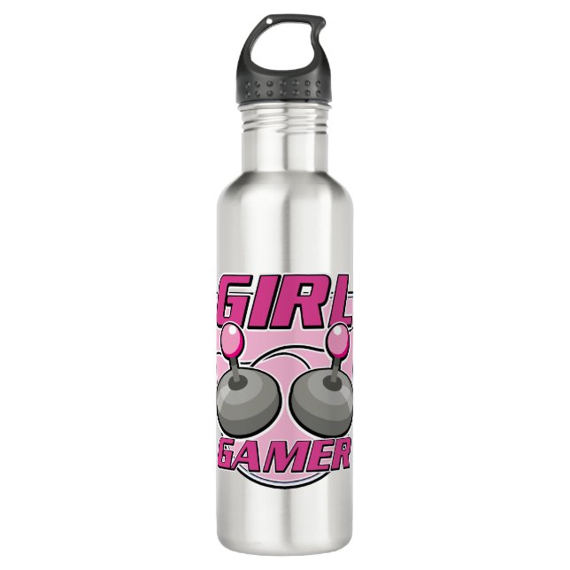 Girl Gamer  Stainless Steel Water Bottle (Front)