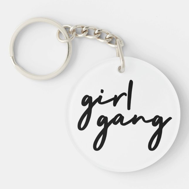 Girl Gang | Cute Girl Power Modern Feminism Keychain (Front)